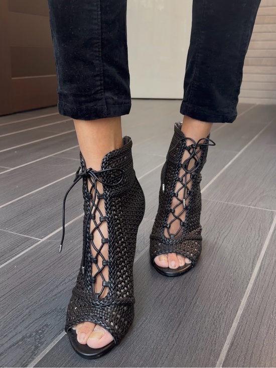 Sam Edelman Shoes - Sam Edelman Black Woven Lace-Up Heels